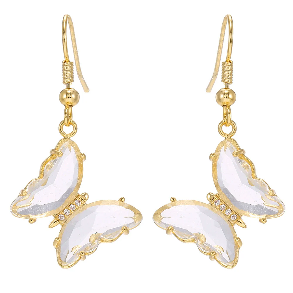 Wholesale Women's Glass Glaze Butterfly Earrings With 925 Silver Needle And Electroplating Treatment - Image 9