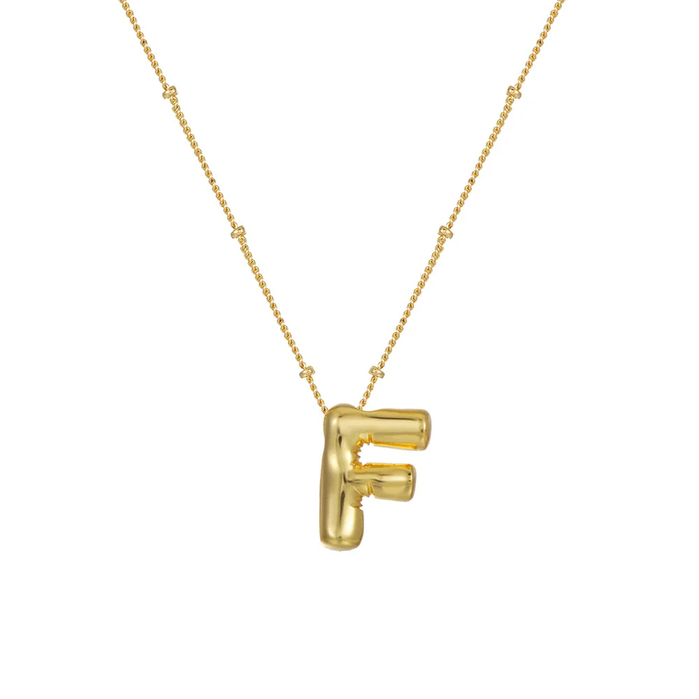 Wholesale Women's Glossy Bubble Letter Heart Copper Necklace Gold Plated With Ochain And Electroplating Treatment - Image 10