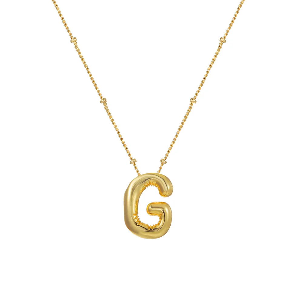 Wholesale Women's Glossy Bubble Letter Heart Copper Necklace Gold Plated With Ochain And Electroplating Treatment - Image 11