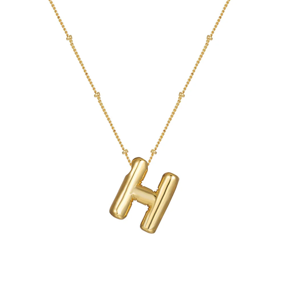Wholesale Women's Glossy Bubble Letter Heart Copper Necklace Gold Plated With Ochain And Electroplating Treatment - Image 12