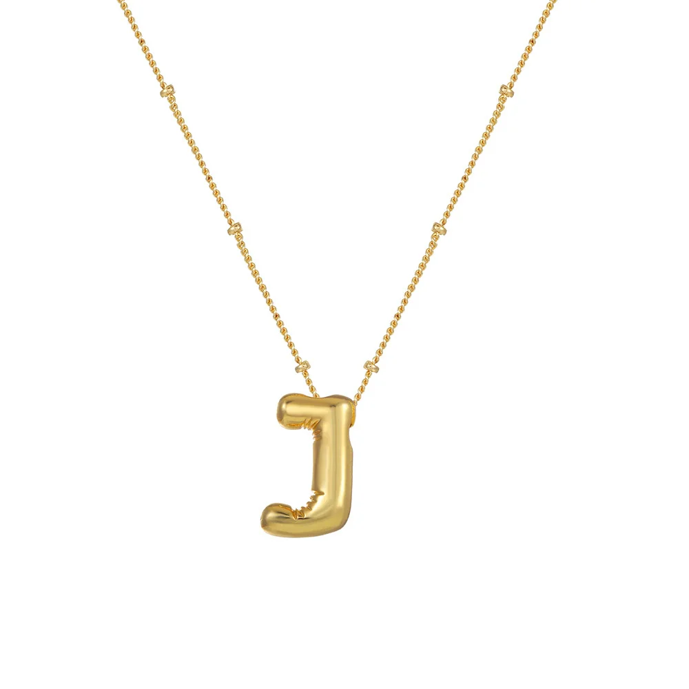 Wholesale Women's Glossy Bubble Letter Heart Copper Necklace Gold Plated With Ochain And Electroplating Treatment - Image 14