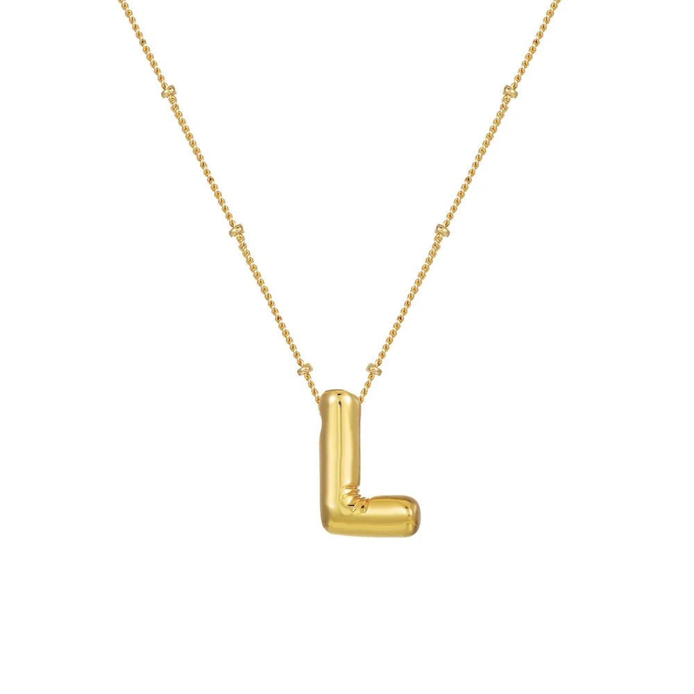 Wholesale Women's Glossy Bubble Letter Heart Copper Necklace Gold Plated With Ochain And Electroplating Treatment - Image 16