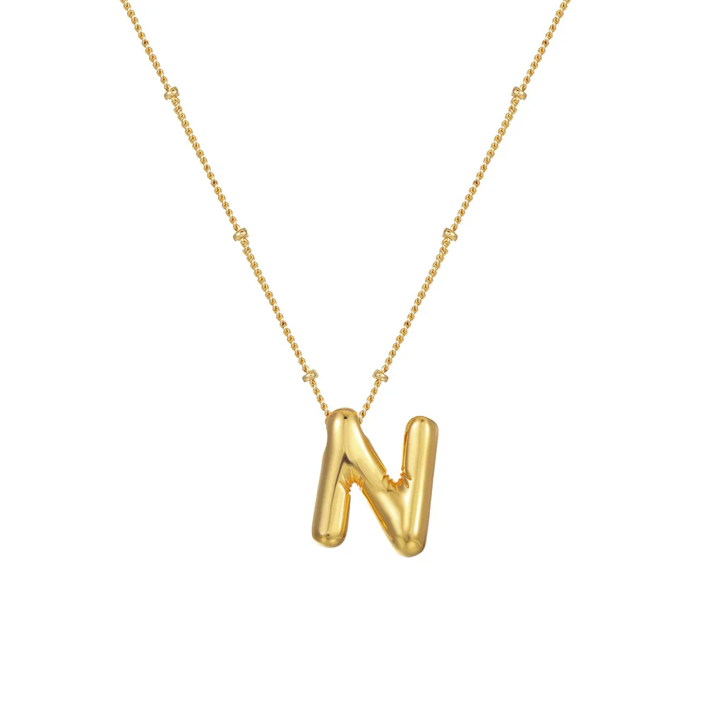 Wholesale Women's Glossy Bubble Letter Heart Copper Necklace Gold Plated With Ochain And Electroplating Treatment - Image 18