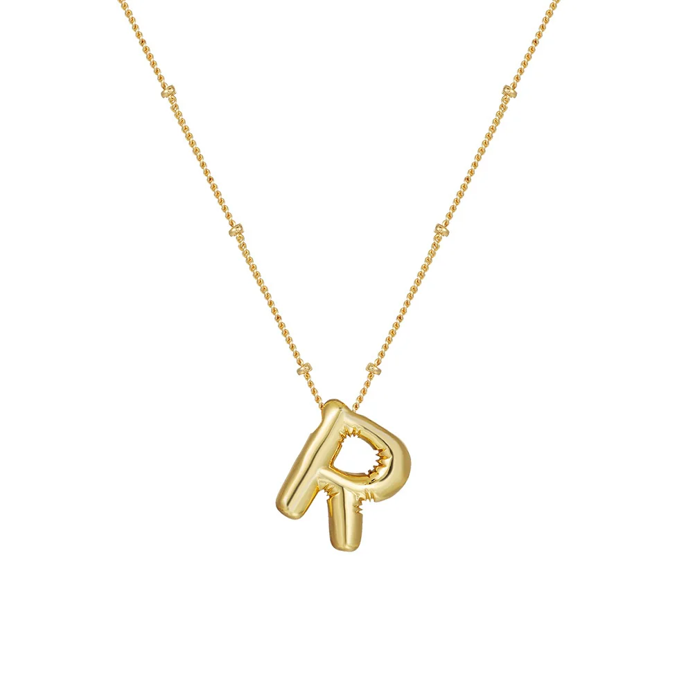 Wholesale Women's Glossy Bubble Letter Heart Copper Necklace Gold Plated With Ochain And Electroplating Treatment - Image 22