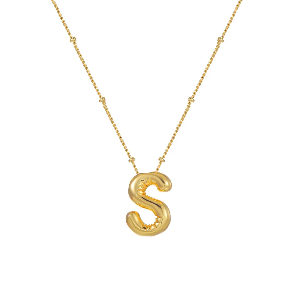 Wholesale Women's Glossy Bubble Letter Heart Copper Necklace Gold Plated With Ochain And Electroplating Treatment - Image 23