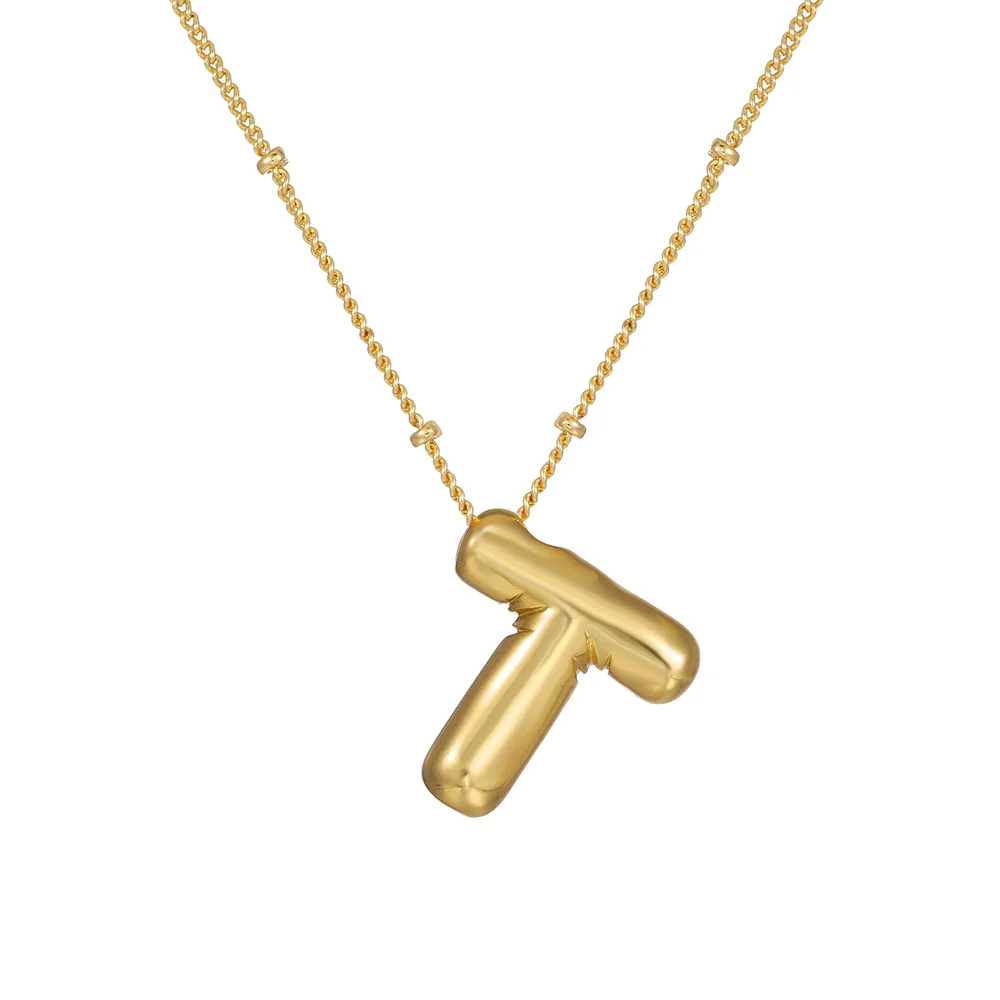 Wholesale Women's Glossy Bubble Letter Heart Copper Necklace Gold Plated With Ochain And Electroplating Treatment - Image 24