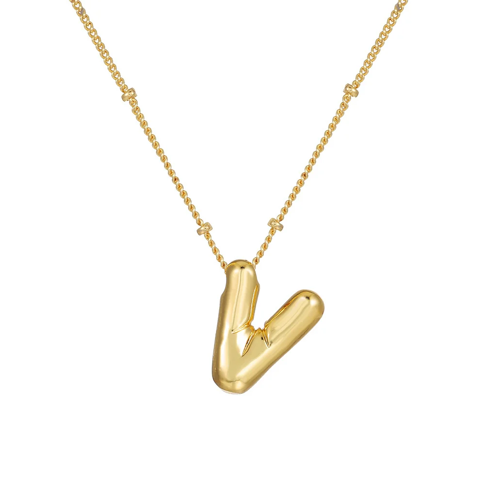 Wholesale Women's Glossy Bubble Letter Heart Copper Necklace Gold Plated With Ochain And Electroplating Treatment - Image 26