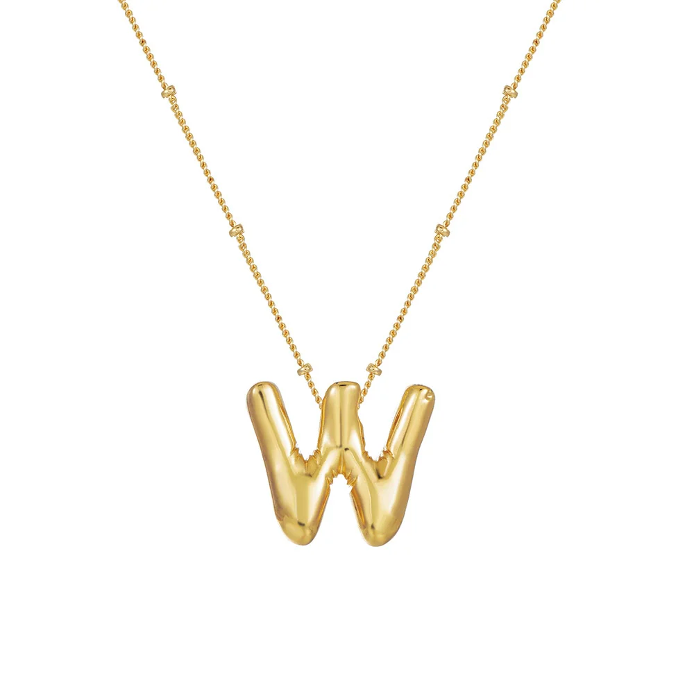 Wholesale Women's Glossy Bubble Letter Heart Copper Necklace Gold Plated With Ochain And Electroplating Treatment - Image 27
