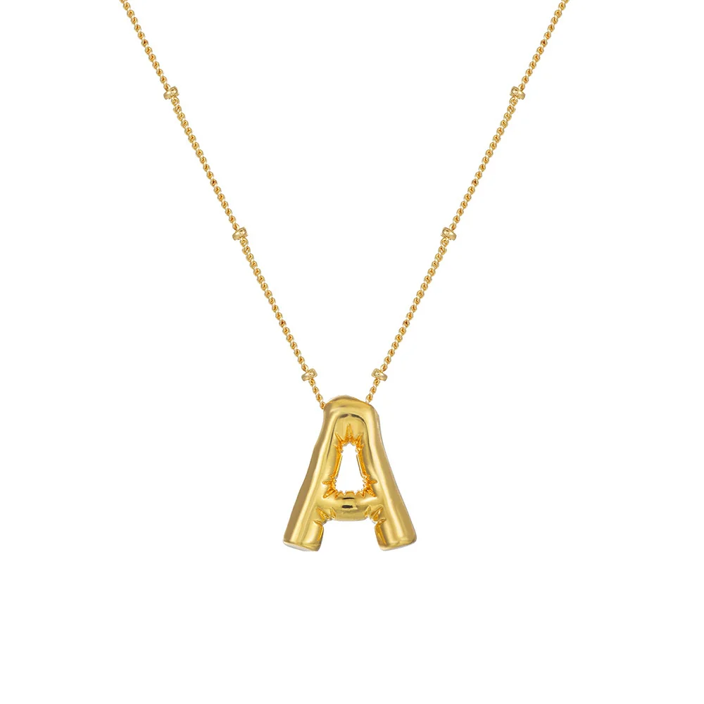 Wholesale Women's Glossy Bubble Letter Heart Copper Necklace Gold Plated With Ochain And Electroplating Treatment - Image 5