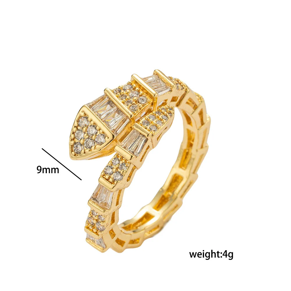 Wholesale Women's Gold Plated Copper Electroplated Snakeshaped Zircon Ring Light Luxury Jewelry - Image 5