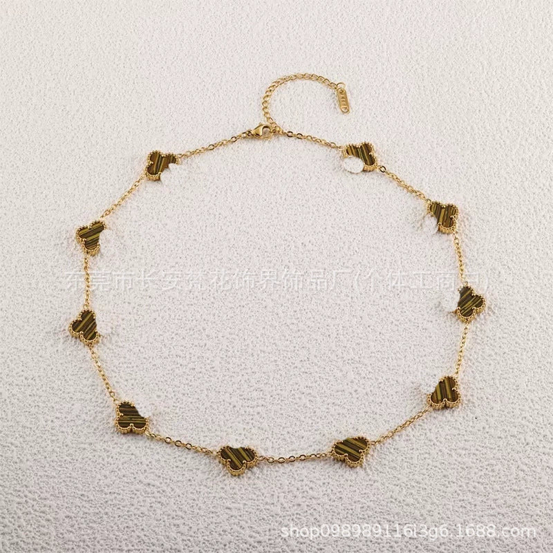 Wholesale Women's Gold Plated Titanium Steel Leaf Pattern Chain Necklace - Image 15