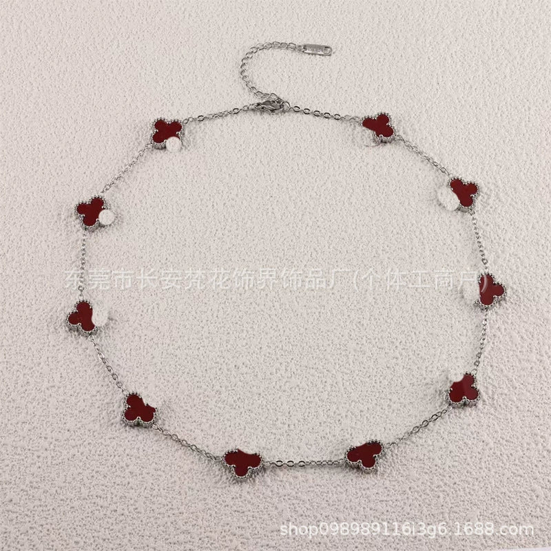 Wholesale Women's Gold Plated Titanium Steel Leaf Pattern Chain Necklace - Image 23