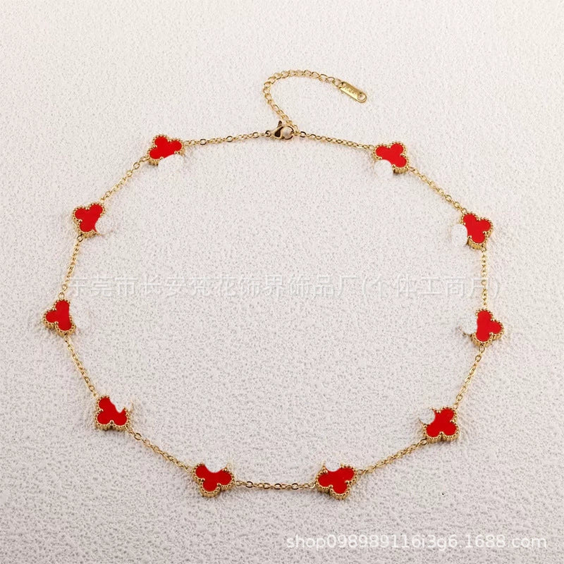 Wholesale Women's Gold Plated Titanium Steel Leaf Pattern Chain Necklace - Image 8