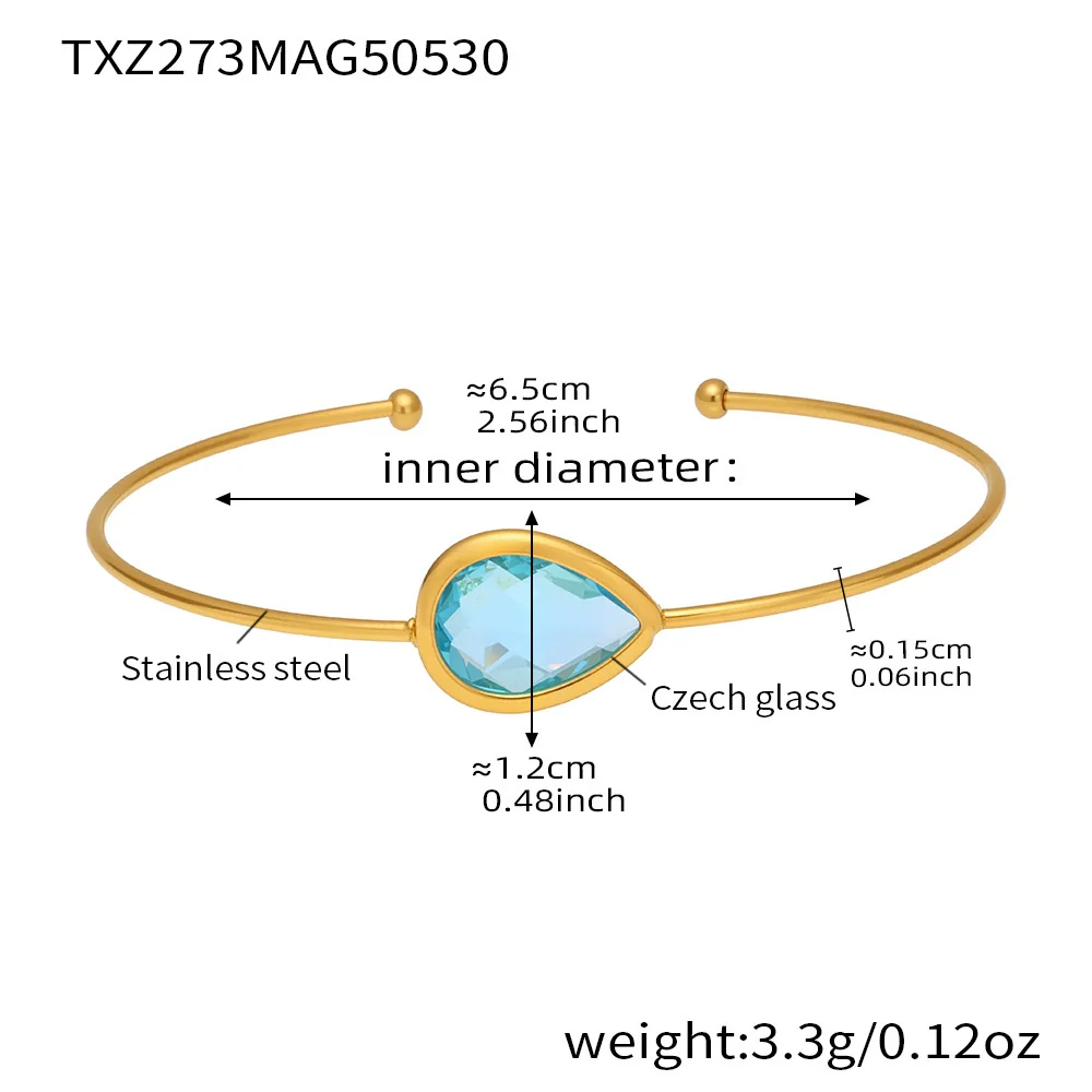 Wholesale Women's Goldplated Stainless Steel And Glass Stone Ferris Wheel Dropshaped Open Bracelet In Geometric Light Luxury Style - Image 10