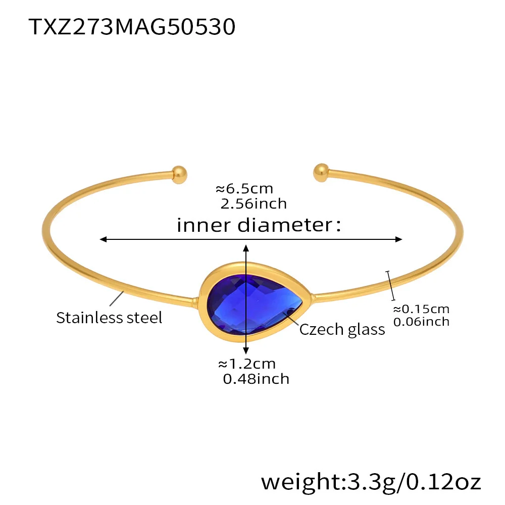 Wholesale Women's Goldplated Stainless Steel And Glass Stone Ferris Wheel Dropshaped Open Bracelet In Geometric Light Luxury Style - Image 8