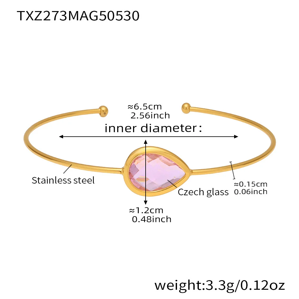 Wholesale Women's Goldplated Stainless Steel And Glass Stone Ferris Wheel Dropshaped Open Bracelet In Geometric Light Luxury Style - Image 9