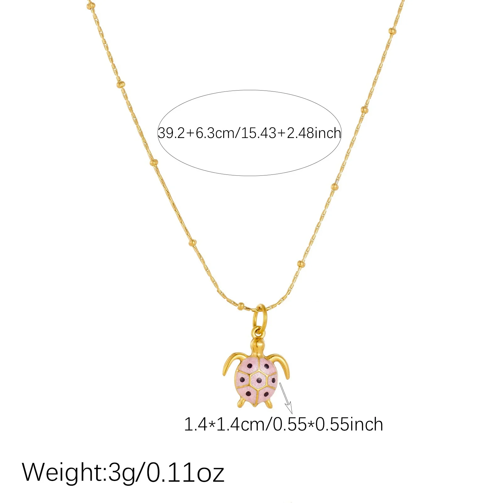 Wholesale Women's Goldplated Stainless Steel Animalshape Turtle Pendant Necklace With Bamboo Chain - Image 4