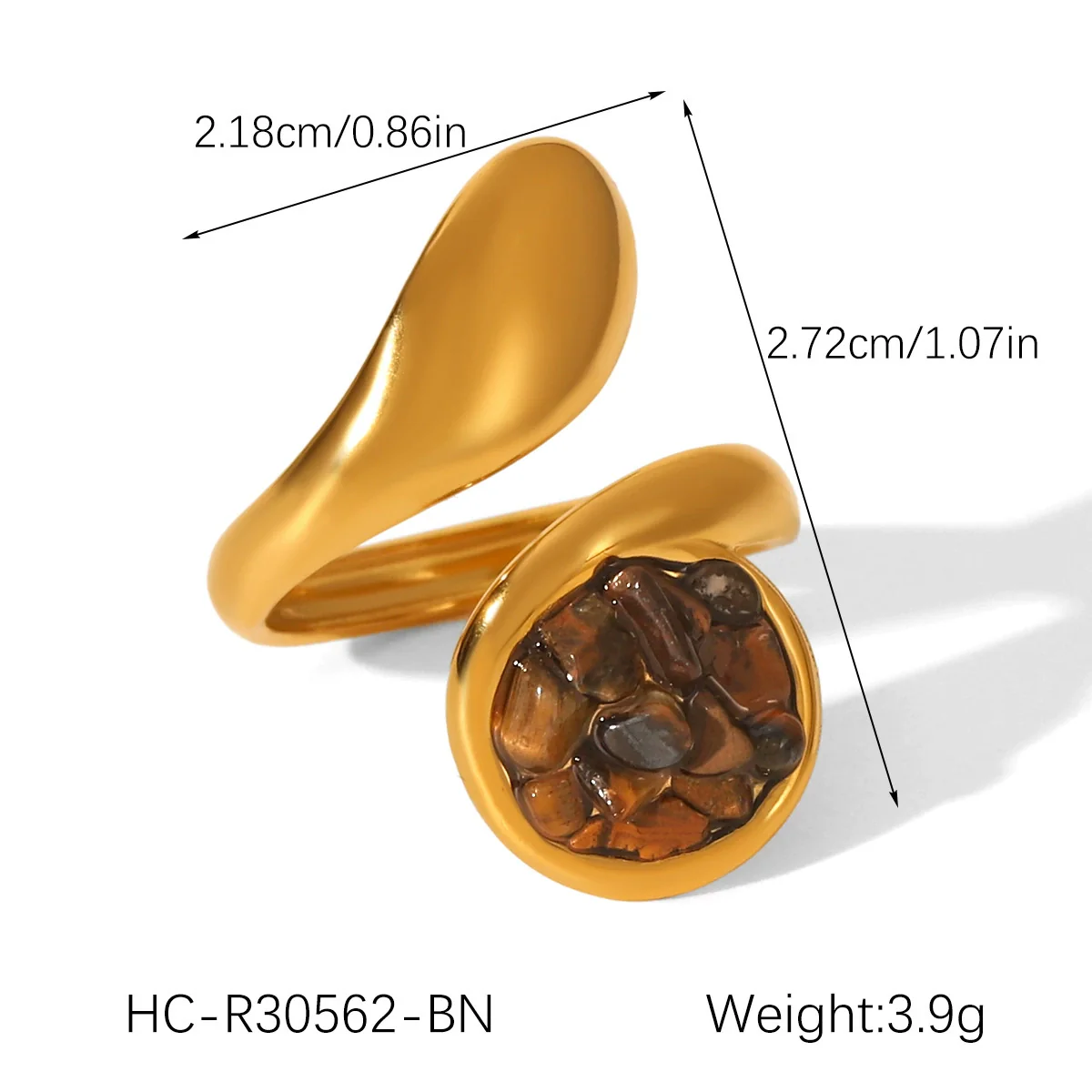 Wholesale Women's Goldplated Stainless Steel Geometric Ring Retro Jewelry - Image 6