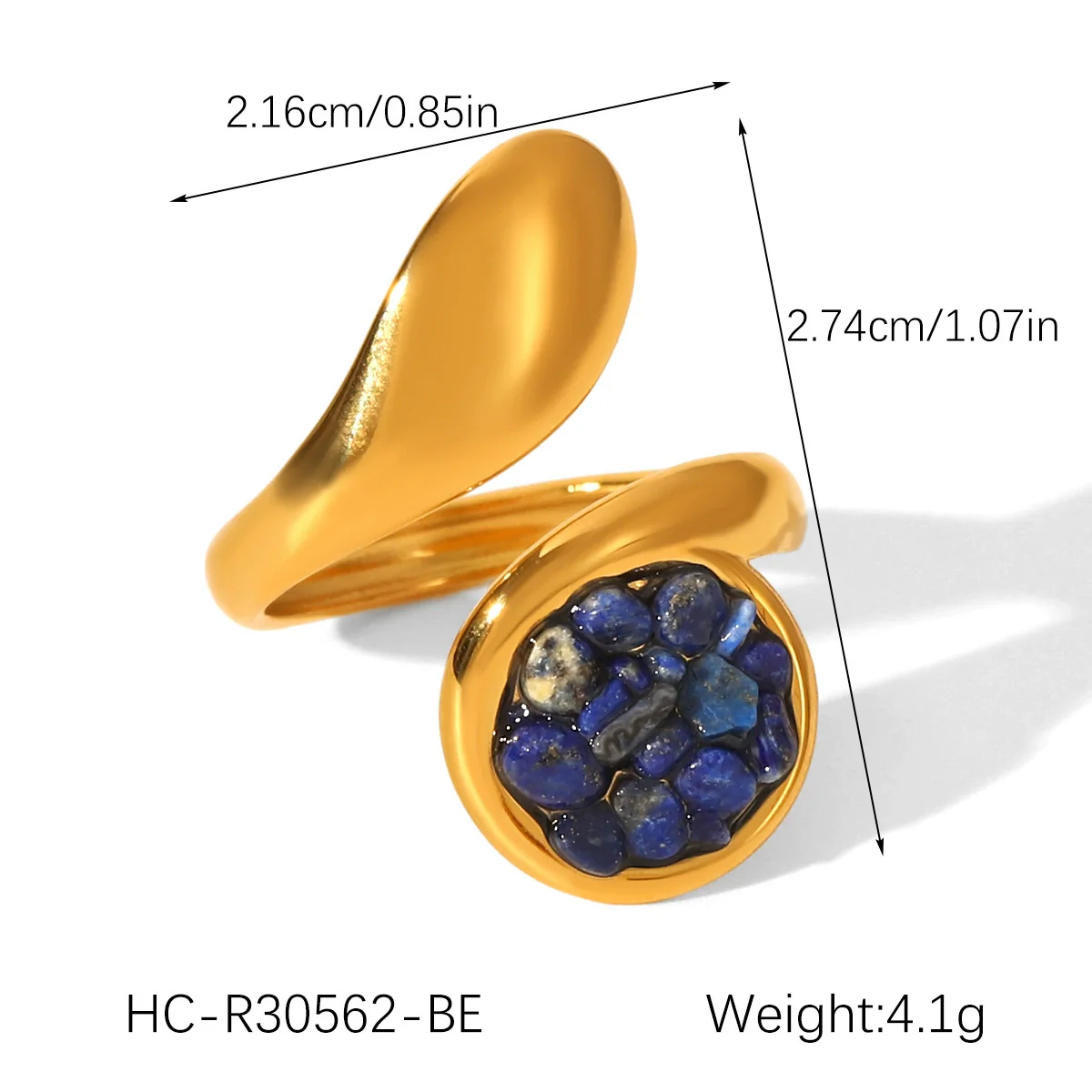 Wholesale Women's Goldplated Stainless Steel Geometric Ring Retro Jewelry - Image 7