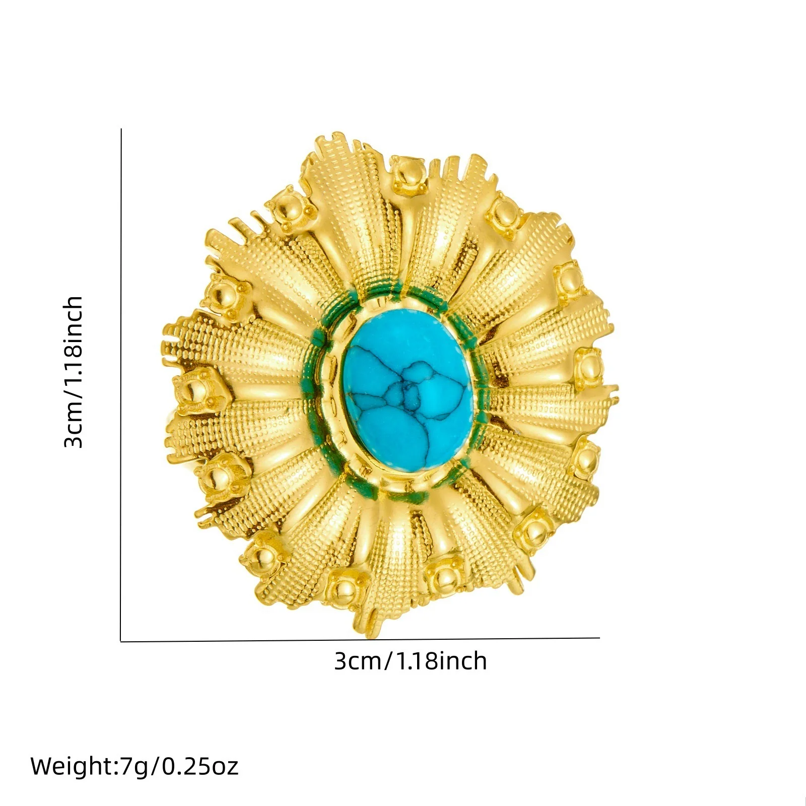 Wholesale Women's Goldplated Stainless Steel Oval Flower Ring Retro Light Luxury Elegant Style - Image 3