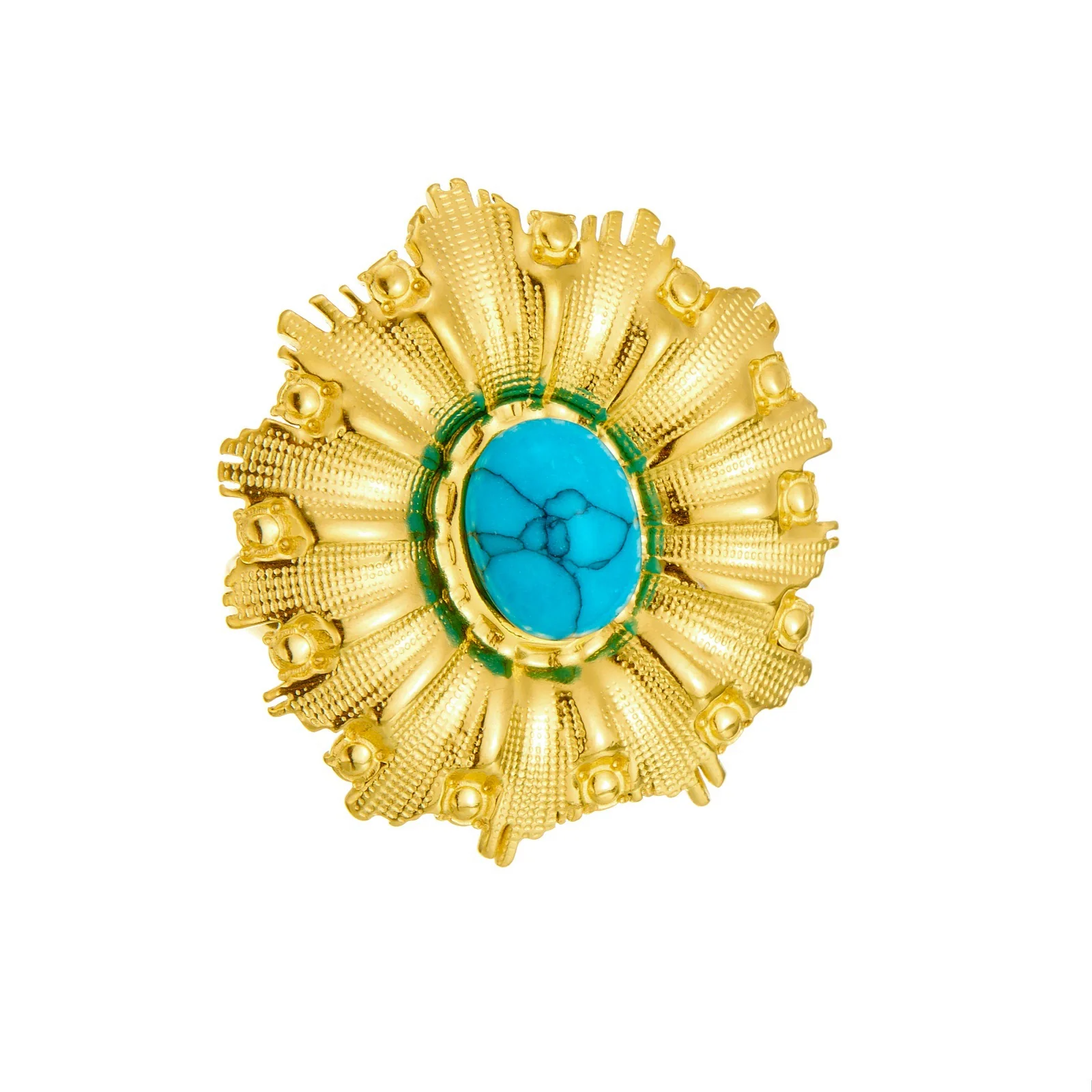 Wholesale Women's Goldplated Stainless Steel Oval Flower Ring Retro Light Luxury Elegant Style - Image 4