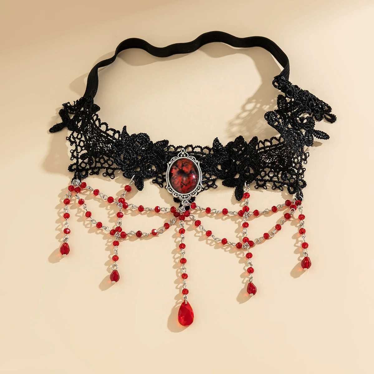 Wholesale Women's Gothic Style Cloth Leg Chain With Alloy Inlaid Artificial Gemstones And Semiprecious Stones And Blood Drops Red Imitation Crystal And Tassel - Image 4