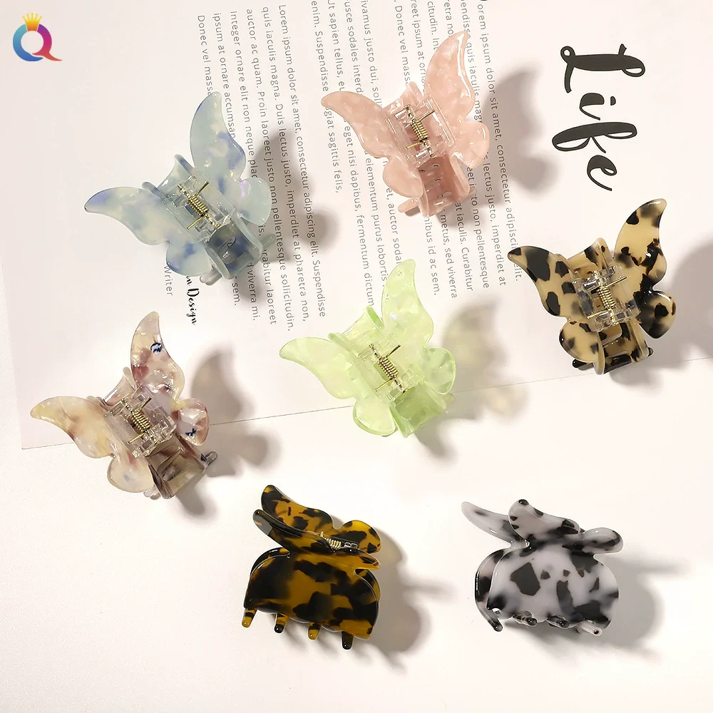 Wholesale Women's Hair Accessories Acetic Acid Plate Butterfly Shape Handmade Hair Grab Clip