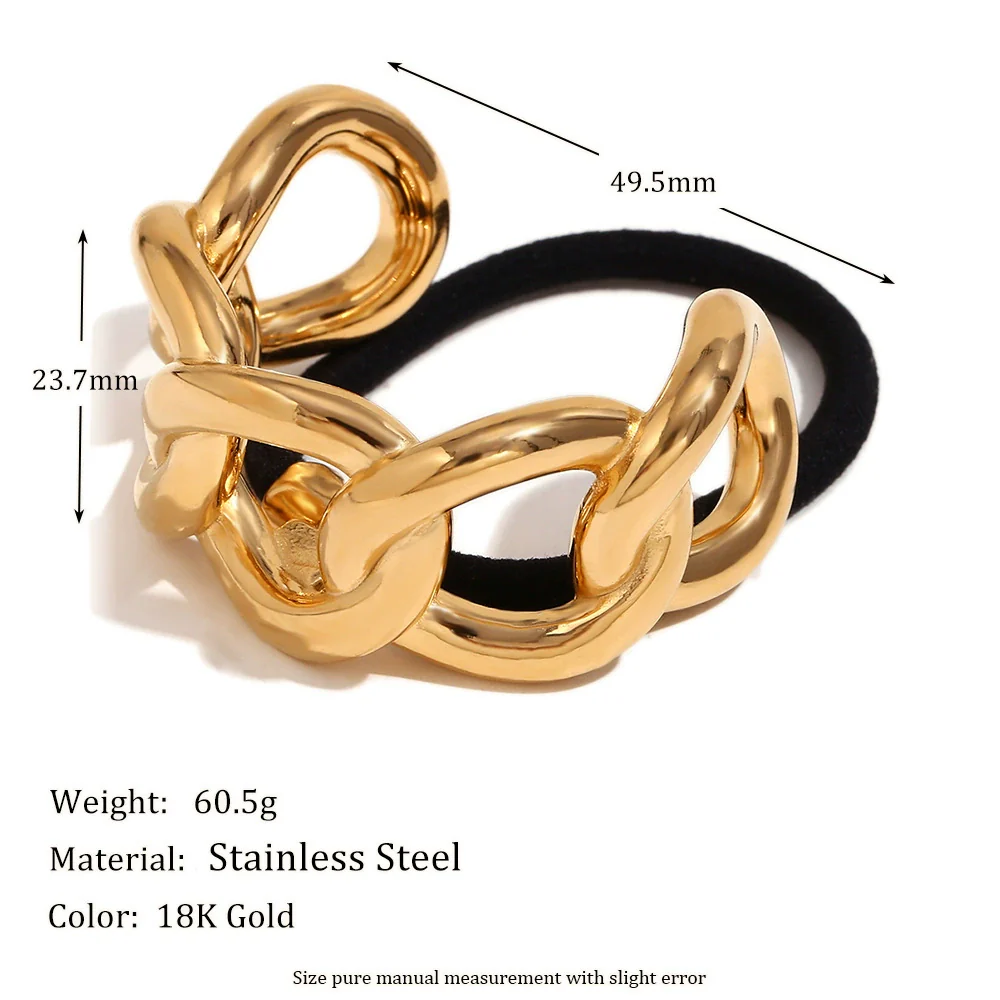 Wholesale Women's Hair Accessories Stainless Steel 18K Gold Plated Semicircle Chain Geometric Style - Image 2