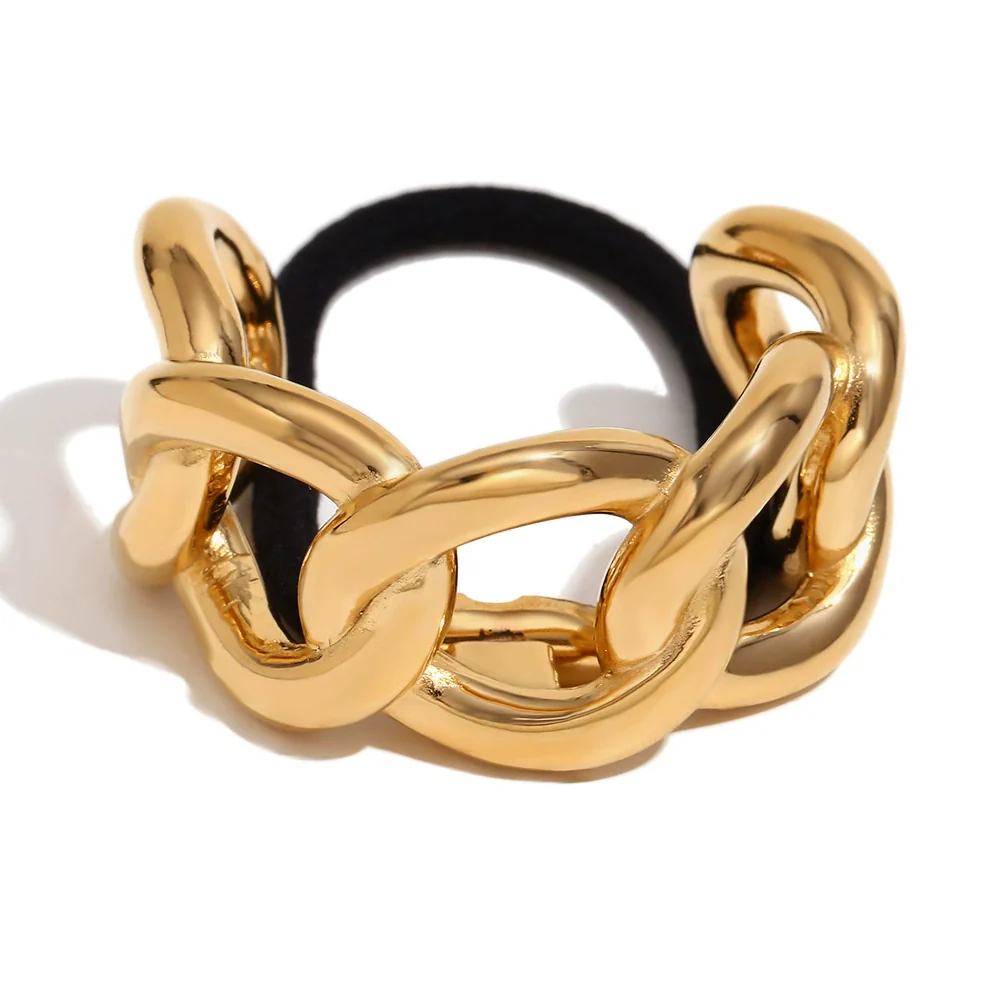 Wholesale Women's Hair Accessories Stainless Steel 18K Gold Plated Semicircle Chain Geometric Style - Image 6