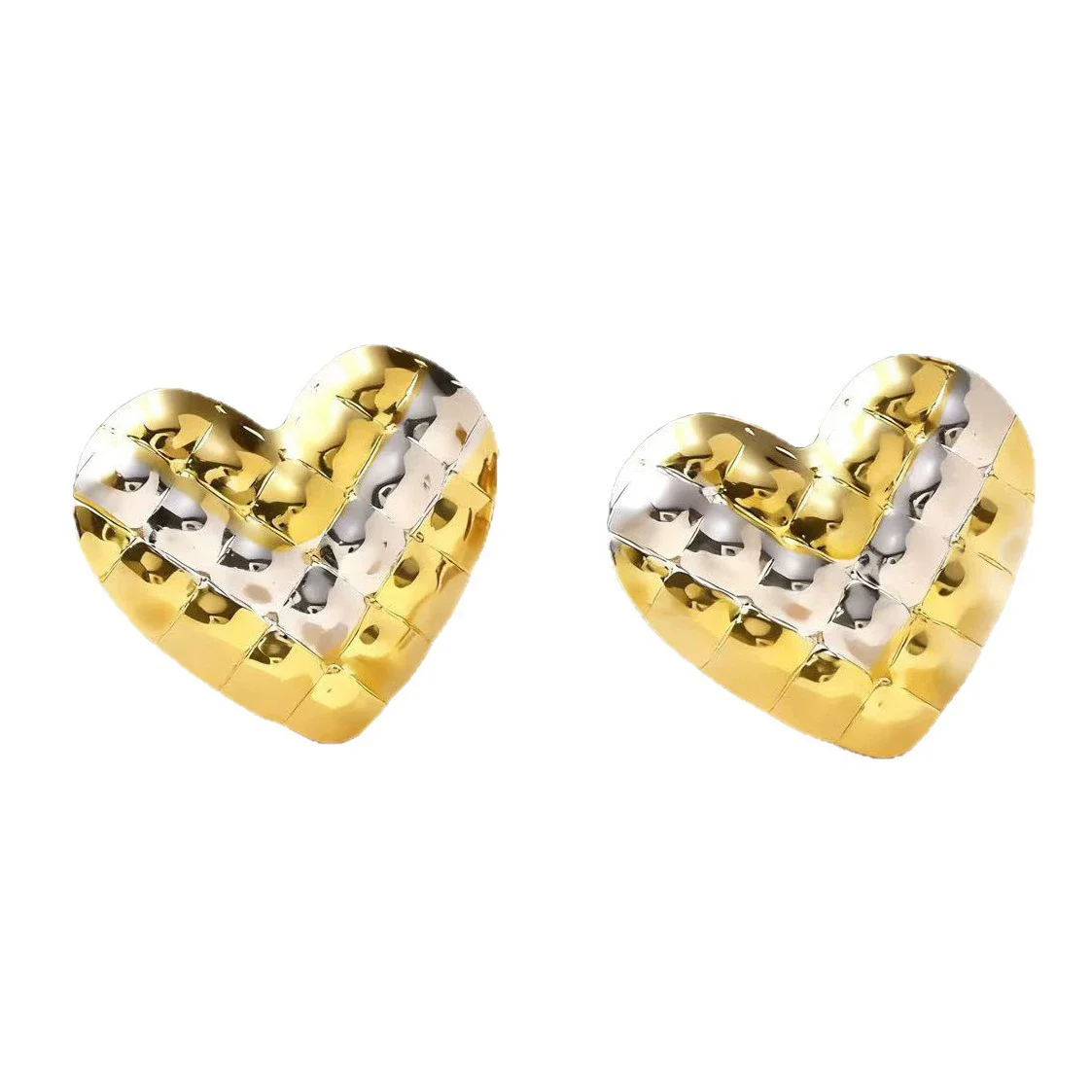 Wholesale Women's Hammered Electroplated Geometric Heart Stainless Steel Earrings Sweet And Cool Ins Style - Image 5