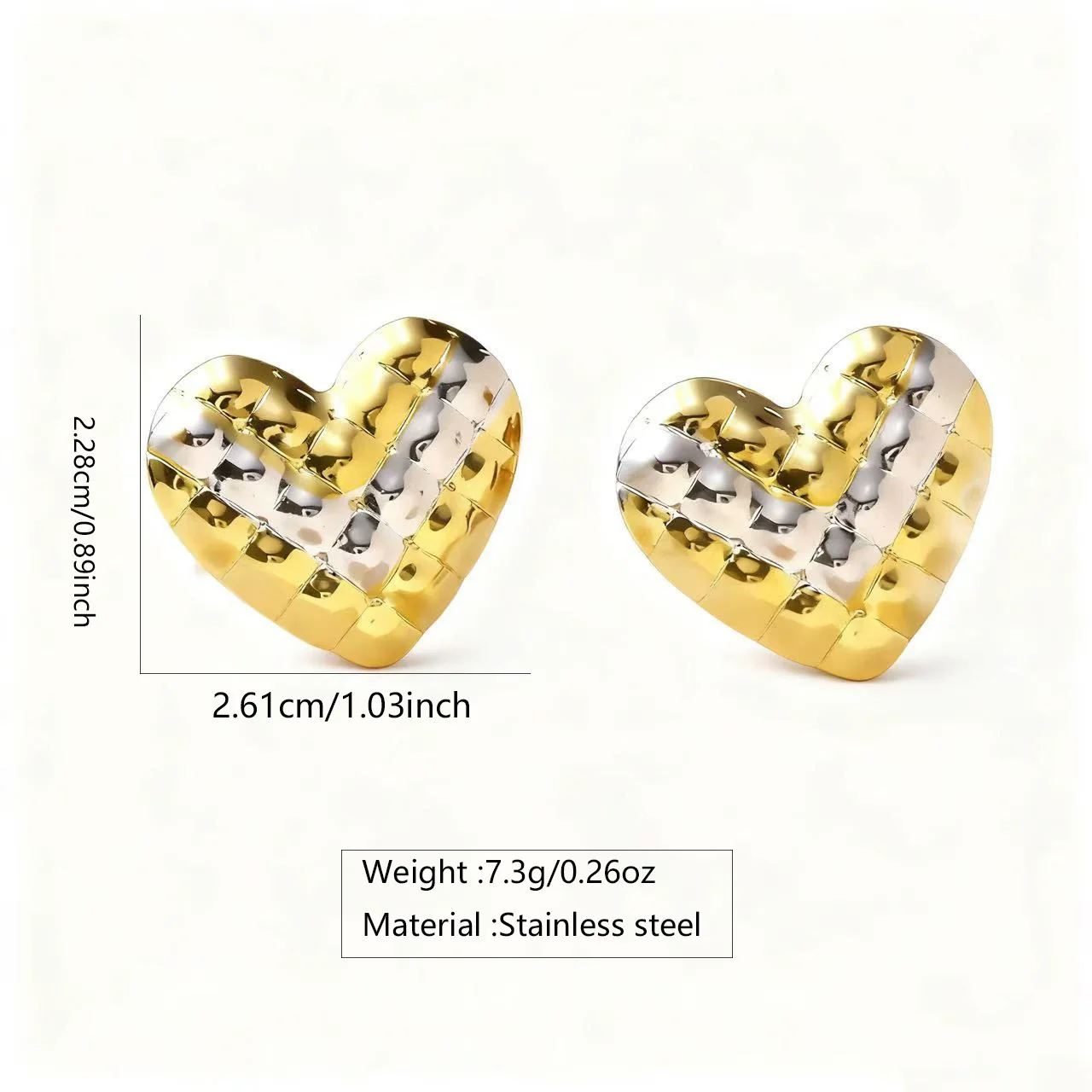 Wholesale Women's Hammered Electroplated Geometric Heart Stainless Steel Earrings Sweet And Cool Ins Style - Image 6