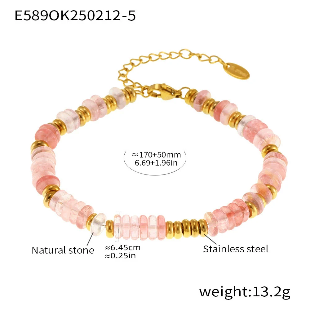 Wholesale Women's Hand Jewelry Light Luxury Geometric Style Titanium Steel Goldplated Beads With Natural Stone - Image 10