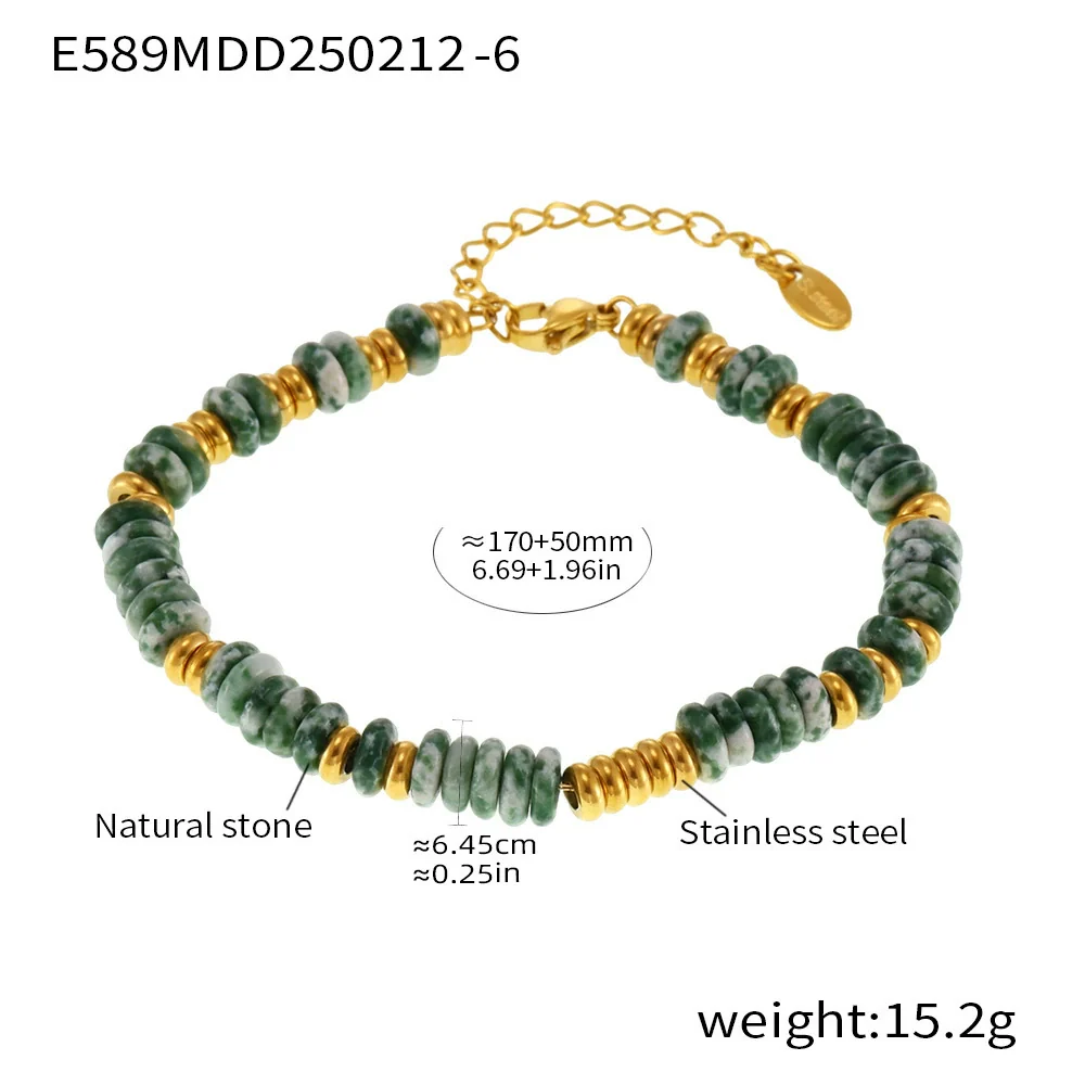 Wholesale Women's Hand Jewelry Light Luxury Geometric Style Titanium Steel Goldplated Beads With Natural Stone - Image 11