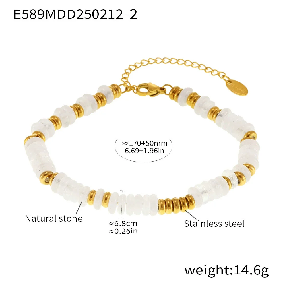 Wholesale Women's Hand Jewelry Light Luxury Geometric Style Titanium Steel Goldplated Beads With Natural Stone - Image 7