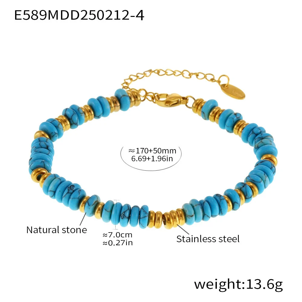 Wholesale Women's Hand Jewelry Light Luxury Geometric Style Titanium Steel Goldplated Beads With Natural Stone - Image 9
