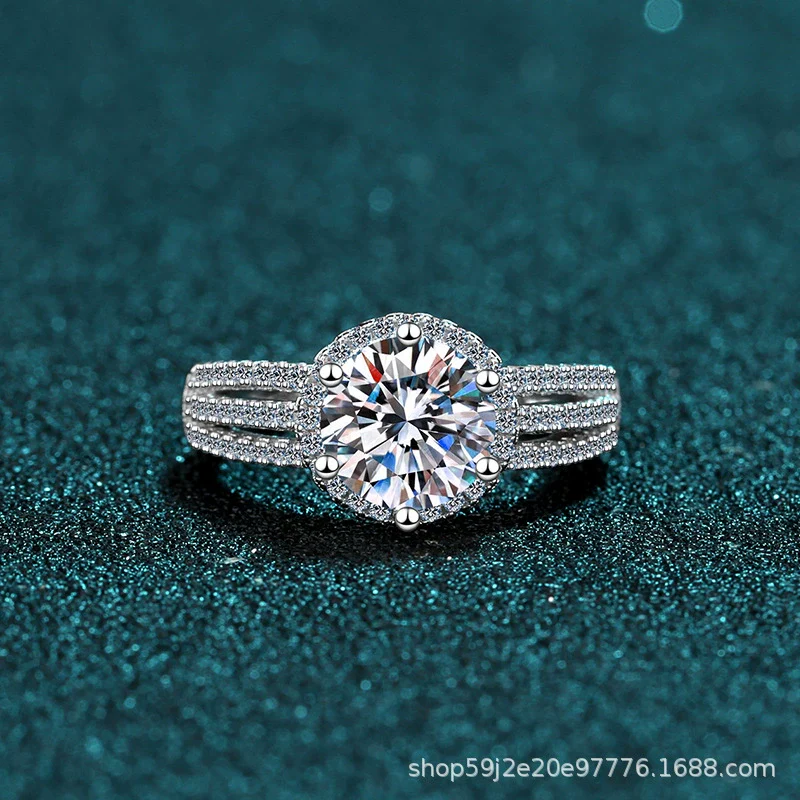 Wholesale Women's Hand Jewelry S925 Sterling Silver Geometric Moissanite Ring