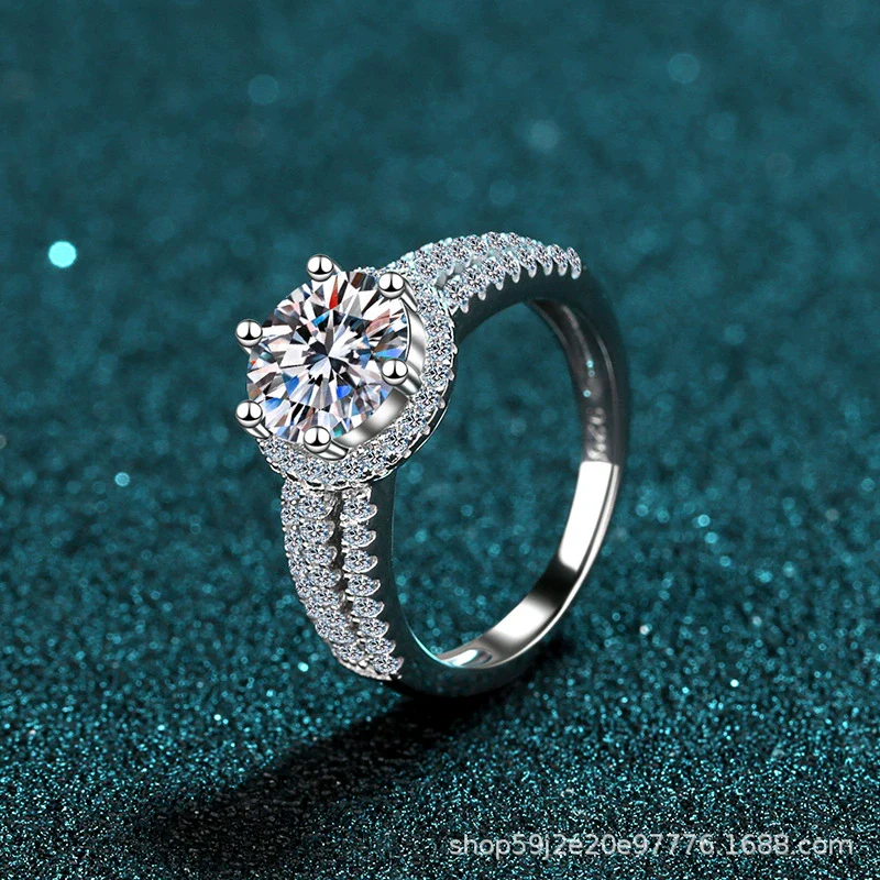 Wholesale Women's Hand Jewelry S925 Sterling Silver Geometric Moissanite Ring - Image 2