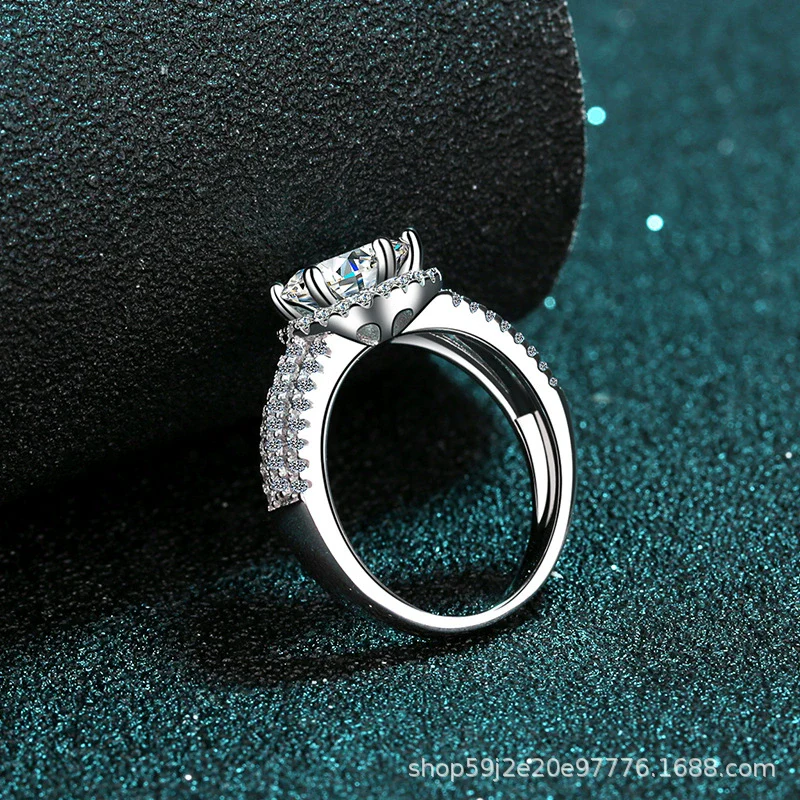 Wholesale Women's Hand Jewelry S925 Sterling Silver Geometric Moissanite Ring - Image 3