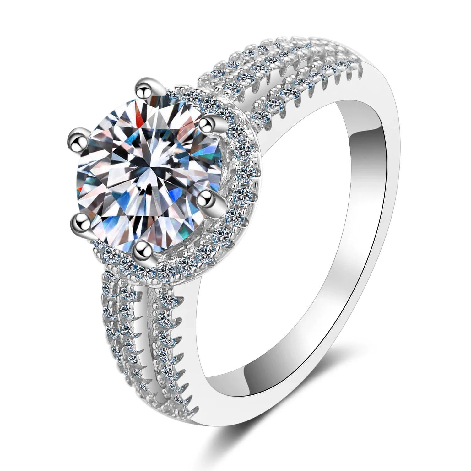 Wholesale Women's Hand Jewelry S925 Sterling Silver Geometric Moissanite Ring - Image 5