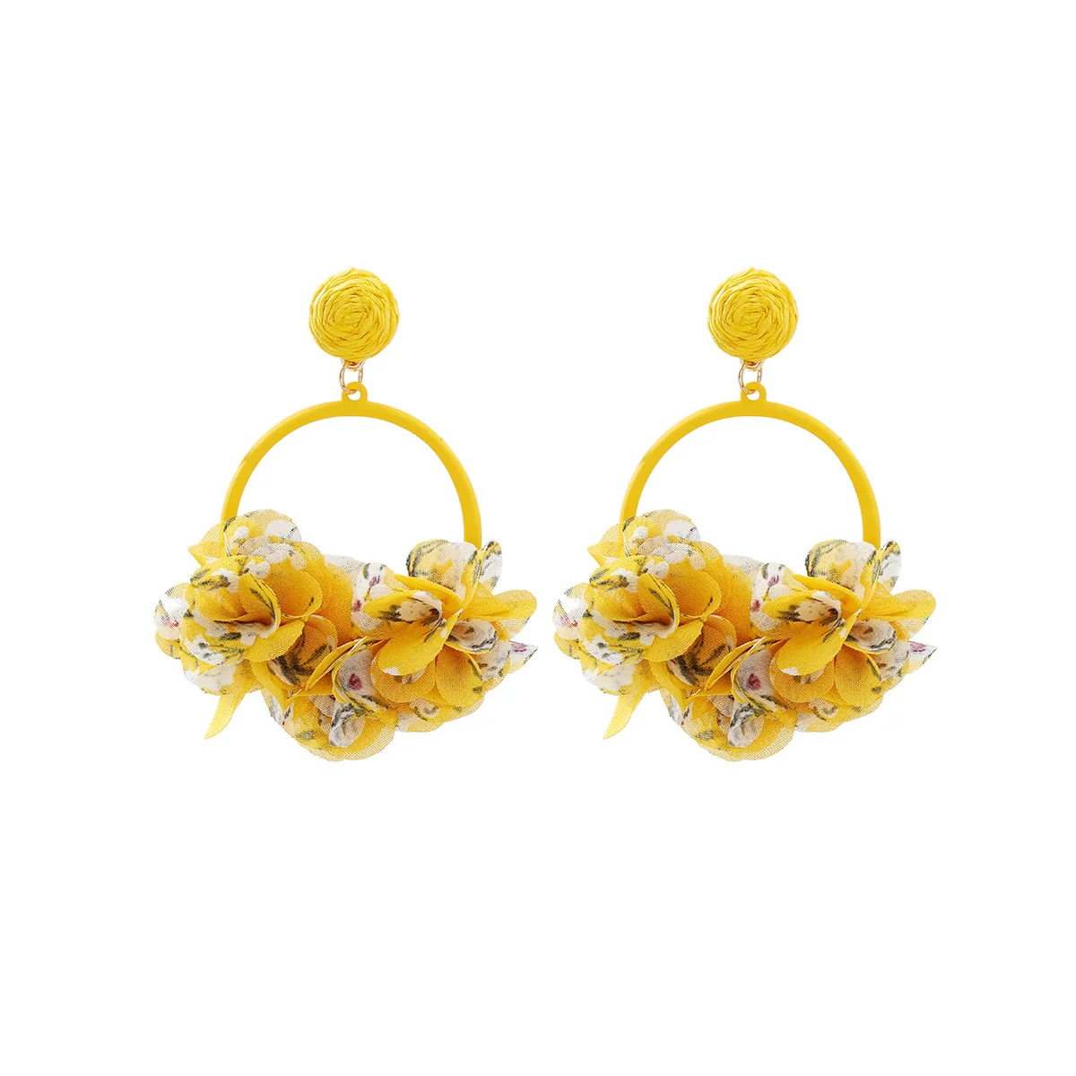Wholesale Women's Handknitted Yarn Flower Earrings - Image 6