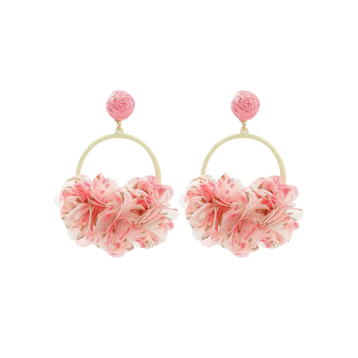 Wholesale Women's Handknitted Yarn Flower Earrings - Image 7