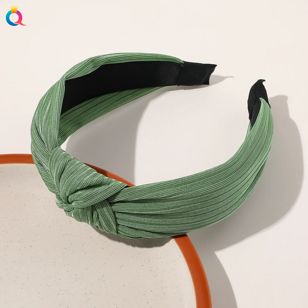 Wholesale Women's Handmade Cloth Pleated Solid Color Satin Headband Hair Accessory - Image 13