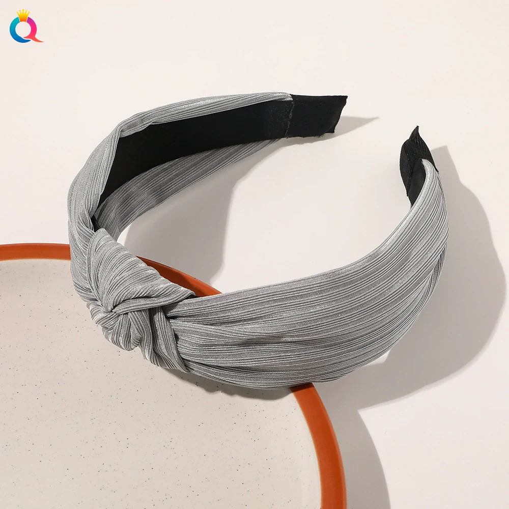Wholesale Women's Handmade Cloth Pleated Solid Color Satin Headband Hair Accessory - Image 14
