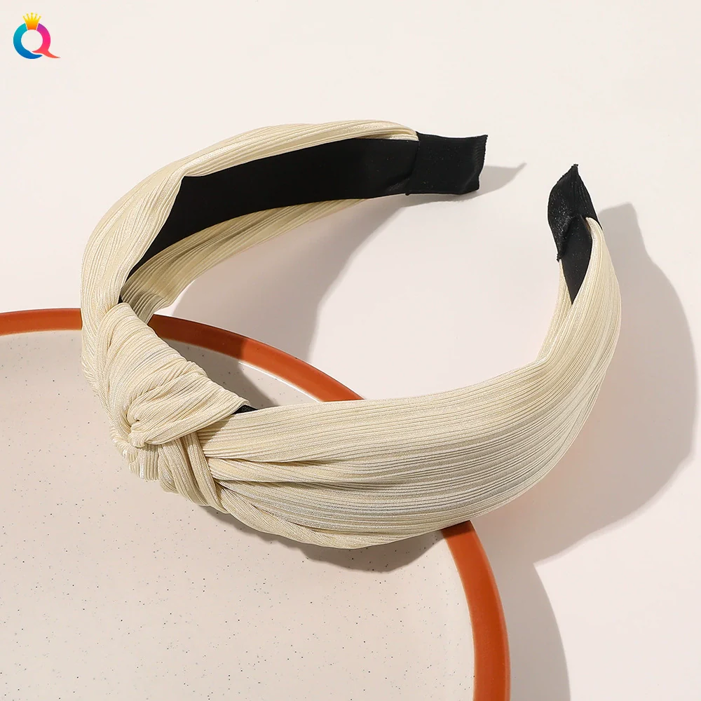 Wholesale Women's Handmade Cloth Pleated Solid Color Satin Headband Hair Accessory - Image 15