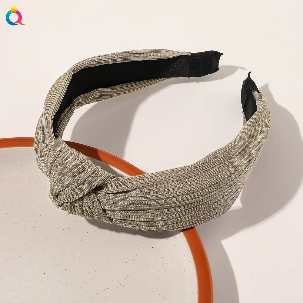 Wholesale Women's Handmade Cloth Pleated Solid Color Satin Headband Hair Accessory - Image 16