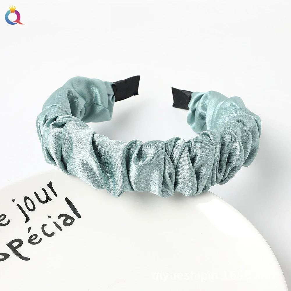 Wholesale Women's Handmade Cloth Pleated Solid Color Satin Headband Hair Accessory - Image 7