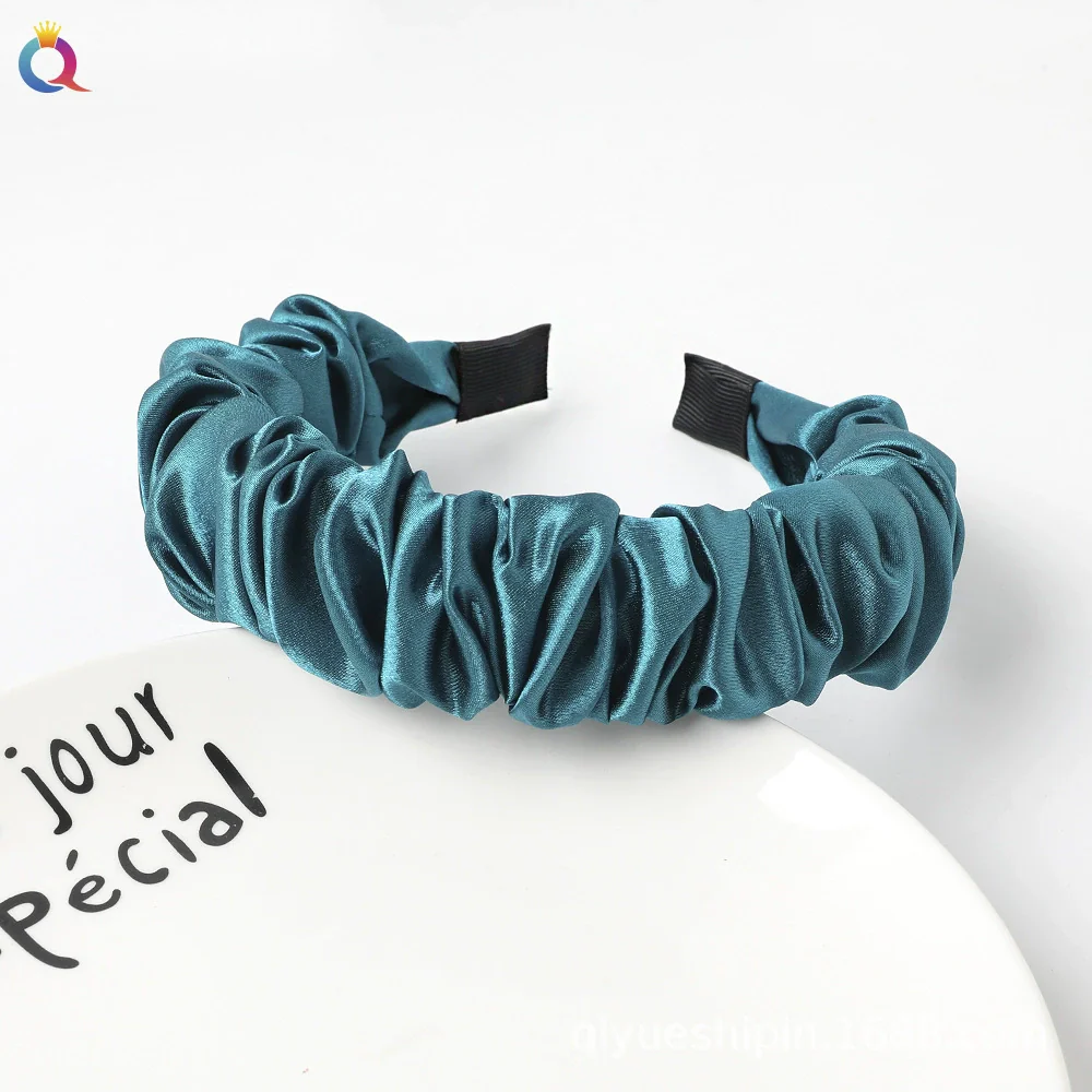 Wholesale Women's Handmade Cloth Pleated Solid Color Satin Headband Hair Accessory - Image 9
