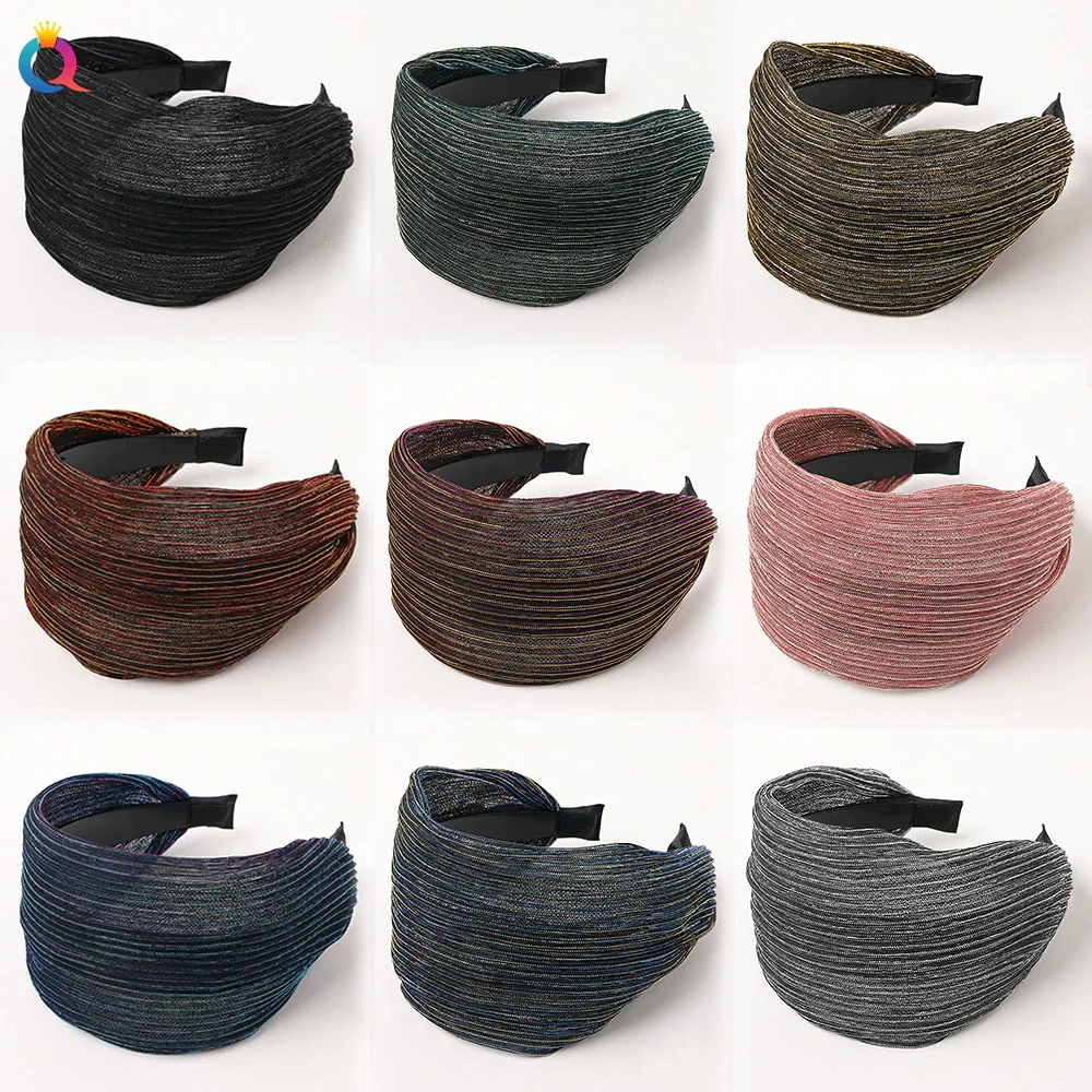 Wholesale Women's Handmade Cloth Widebrimmed Toothed Solid Color Hair Band Hair Accessories