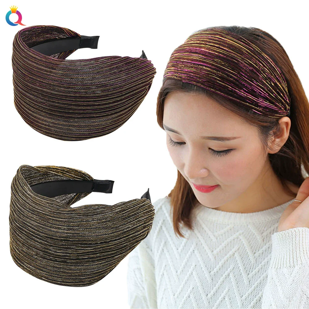 Wholesale Women's Handmade Cloth Widebrimmed Toothed Solid Color Hair Band Hair Accessories - Image 2