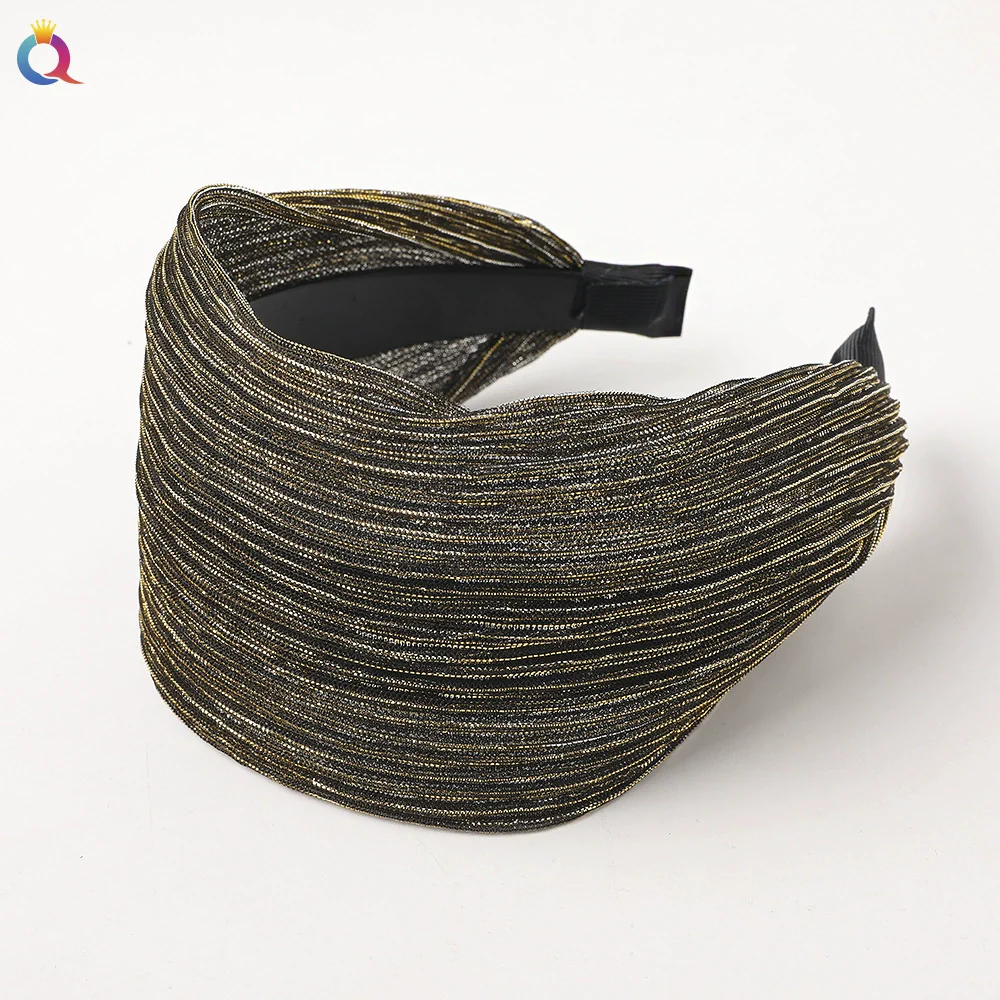 Wholesale Women's Handmade Cloth Widebrimmed Toothed Solid Color Hair Band Hair Accessories - Image 4